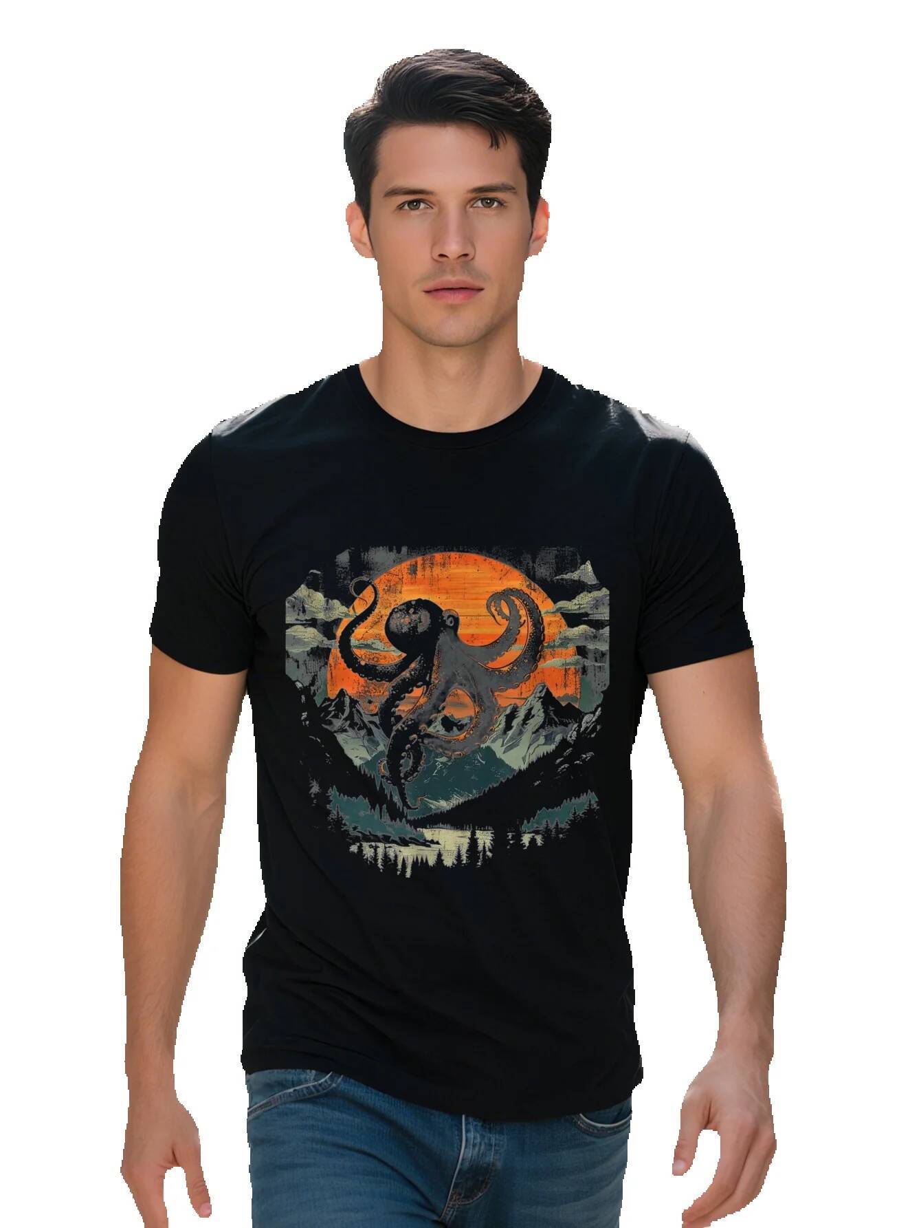 Octopus For Men Graphic Mountain T Shirt G b38eb 31e4f