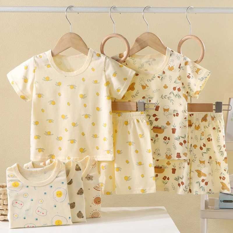 1Set Summer Boy Girl Cotton Leisure Set Children Short Sleeve Shorts Set Kid Print Clothes Baby Tee+Short Pant Suit Z250811