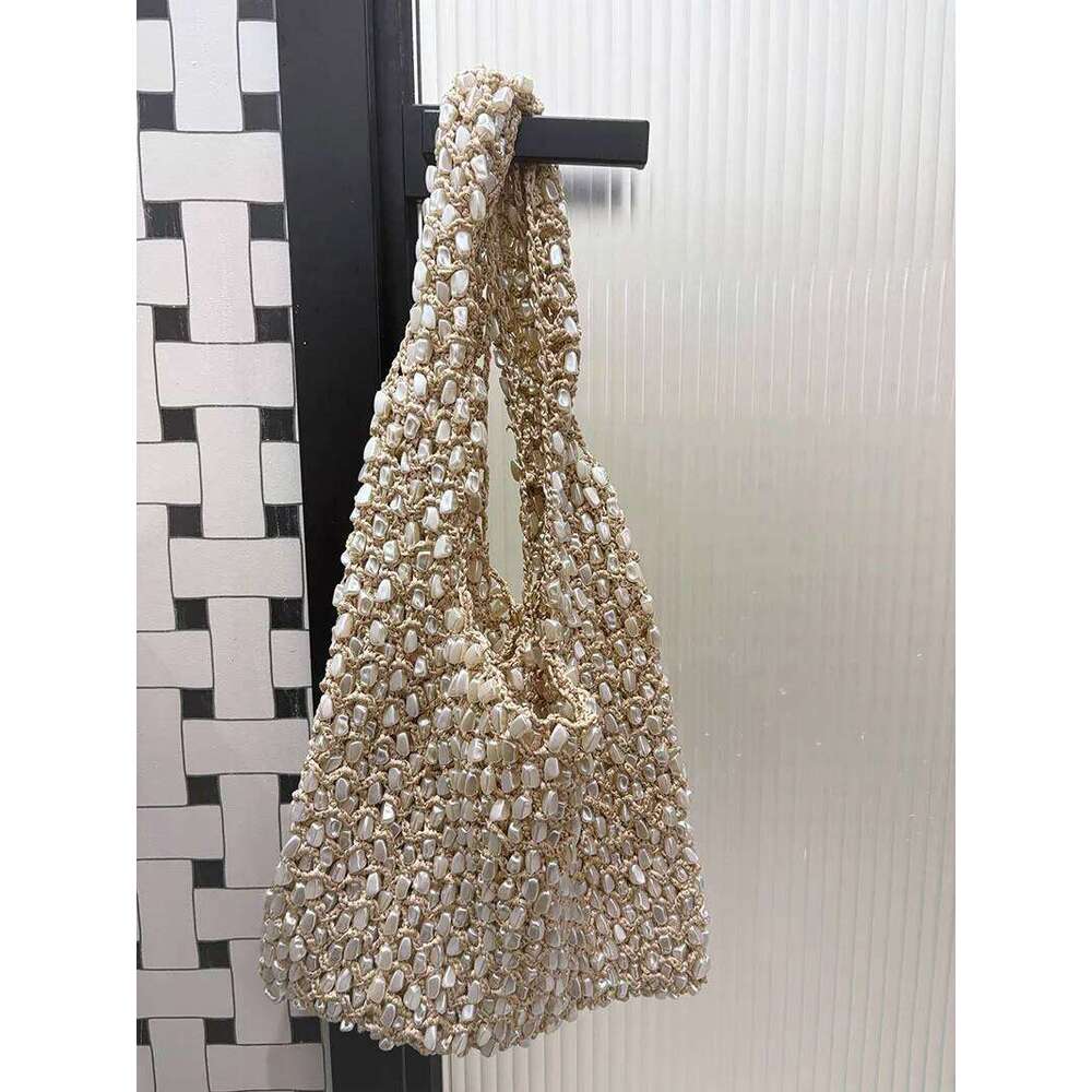 Fashion Versatile Pearl White Beading Handheld Women Summer New Style Light Single Shoulder Underarm Bag