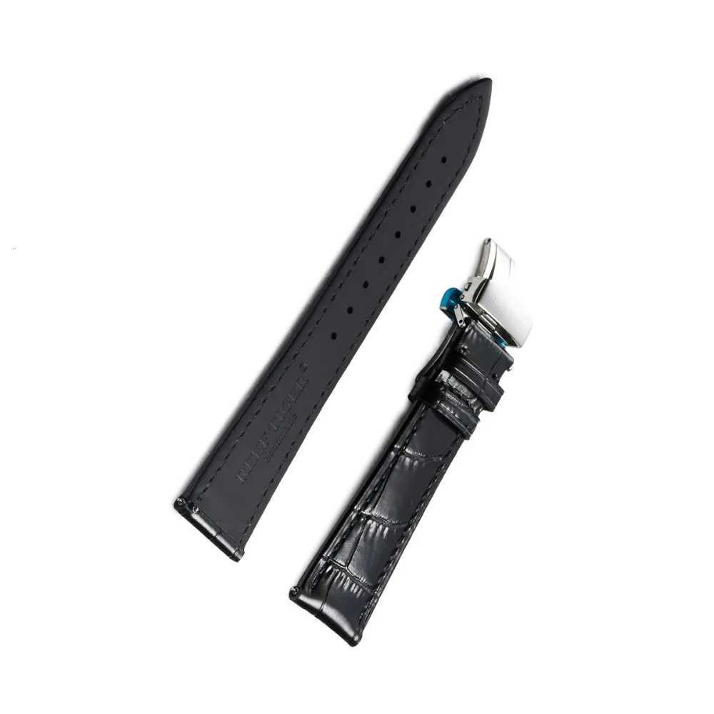 Reef Tiger/RT 20mm Genuine Leather Watch Band Black Brown Men Watch Strap Accessories Crocodile Pattern Watch Strap RGA195 W250811