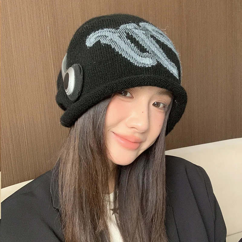 Womens Autumn/Winter Loose Fit Slouchy Beanie - Soft Comfy Knitted Polyester Hat for Daily Wear 250805