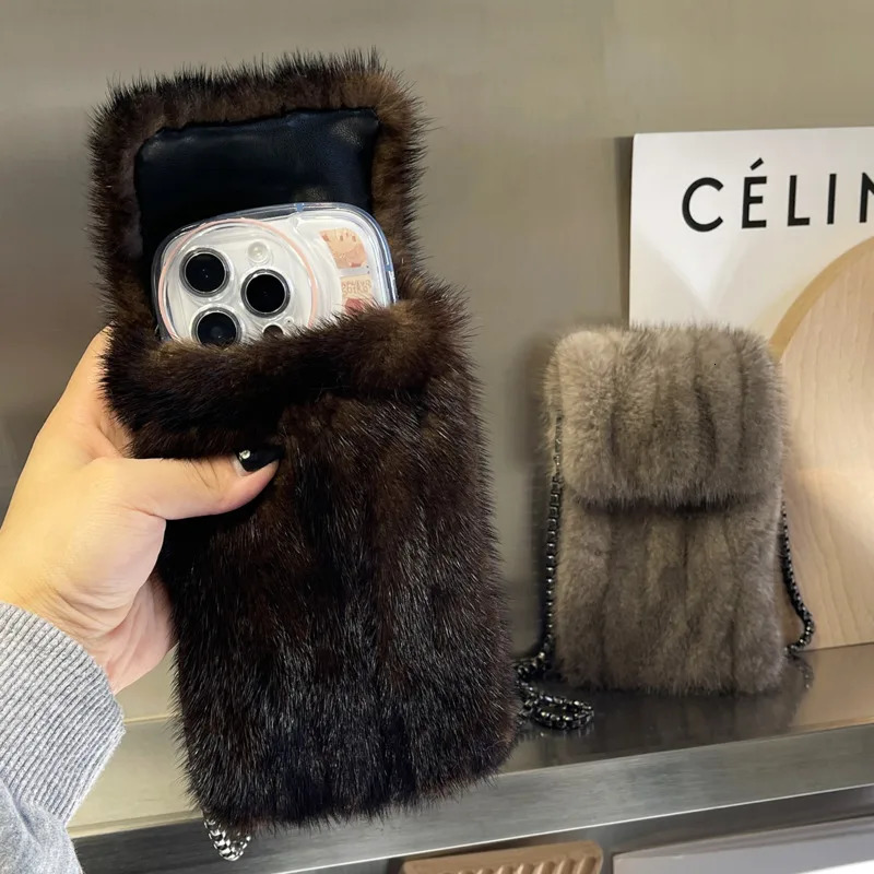 Real Mink Fur Bag Crossbody Bags For Women Phone Lady Shoulder Female Messenger Winter Handbag Ladies 250811
