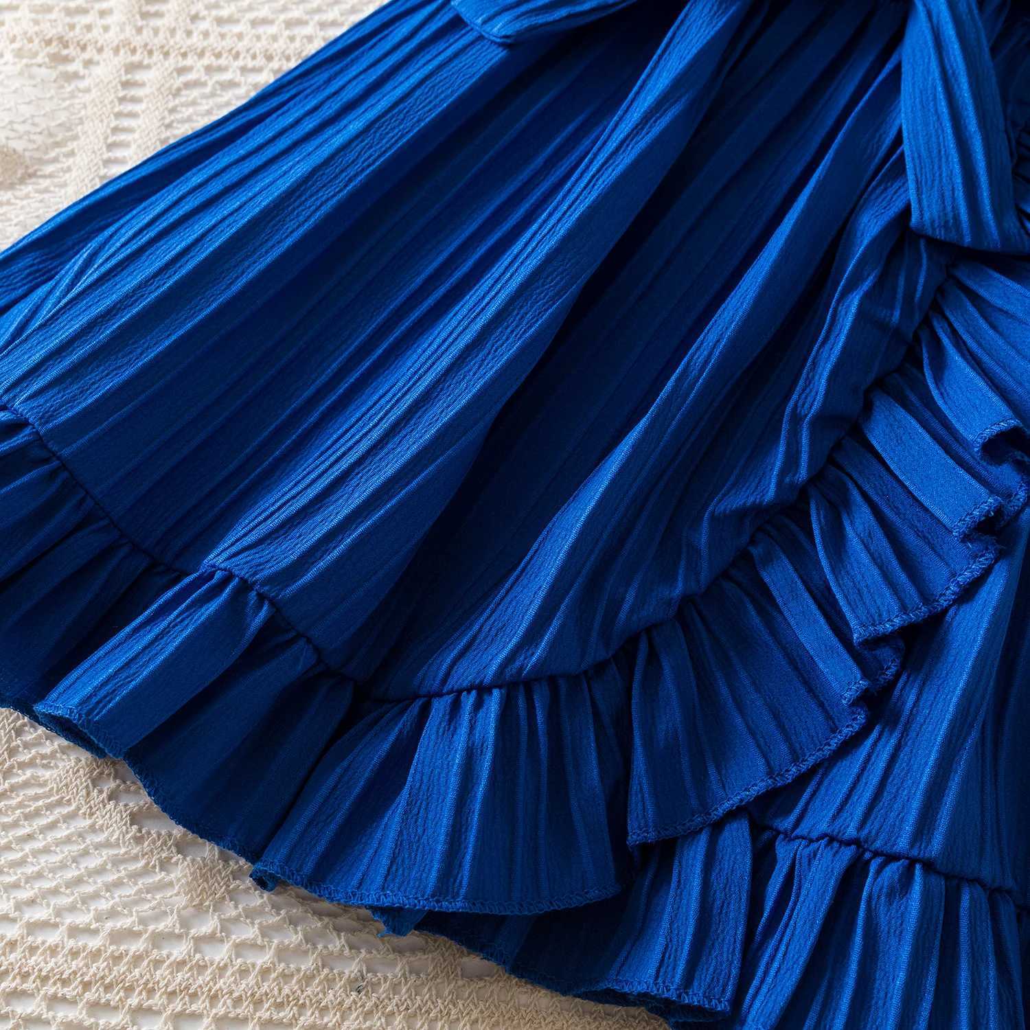 Summer Kids Dresses for Girls Ruffle Sleeve Birthday Party Clothes Solid Color Sweet Princess Dress Children Holiday Wear 3-8 Years W250811