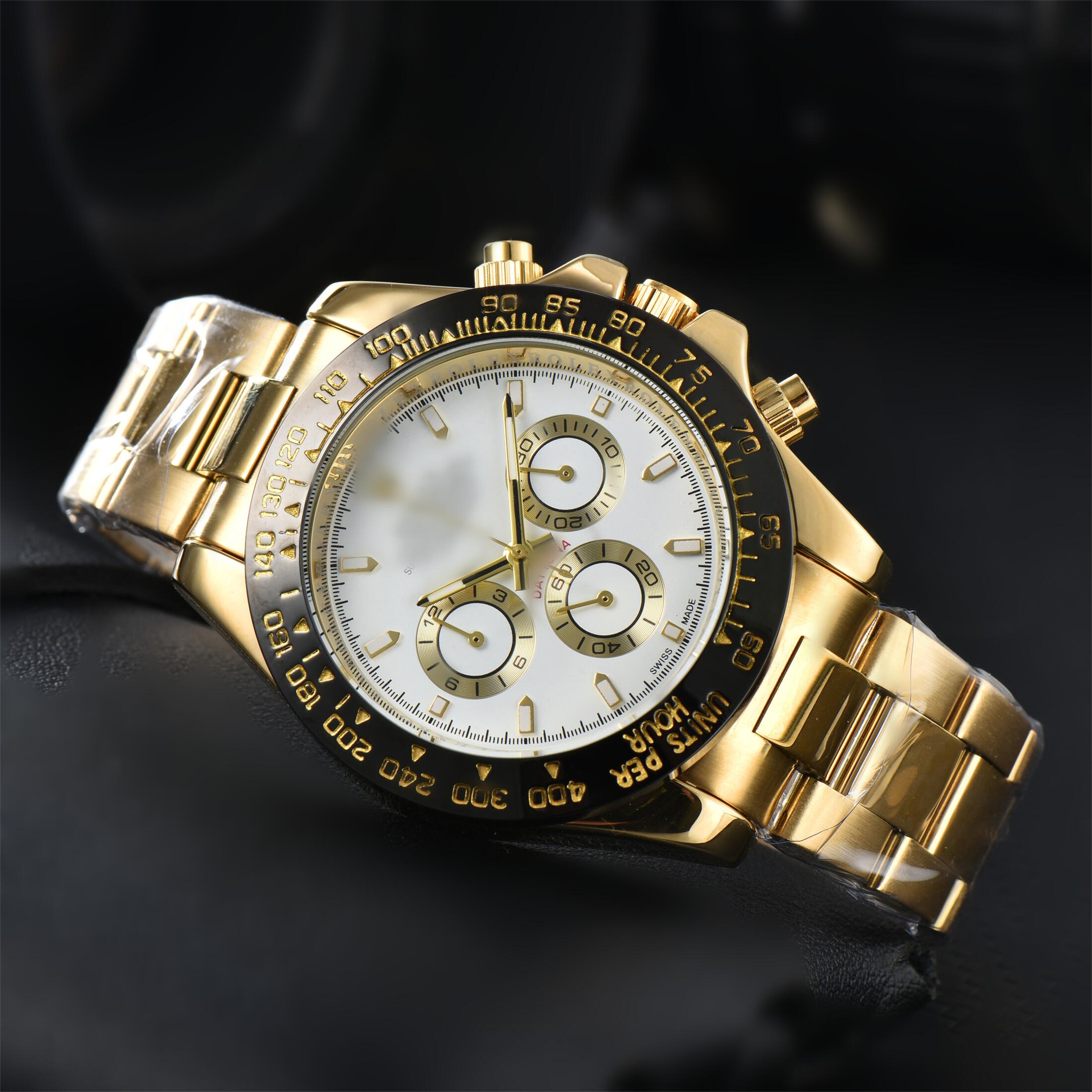 Mens ROLXity DAY TONA Automatic quartz Movement watch multifunction Wristwatch Designers Men Watches Stainless Steel Strap Gold Wristwatches Montre de luxe #536