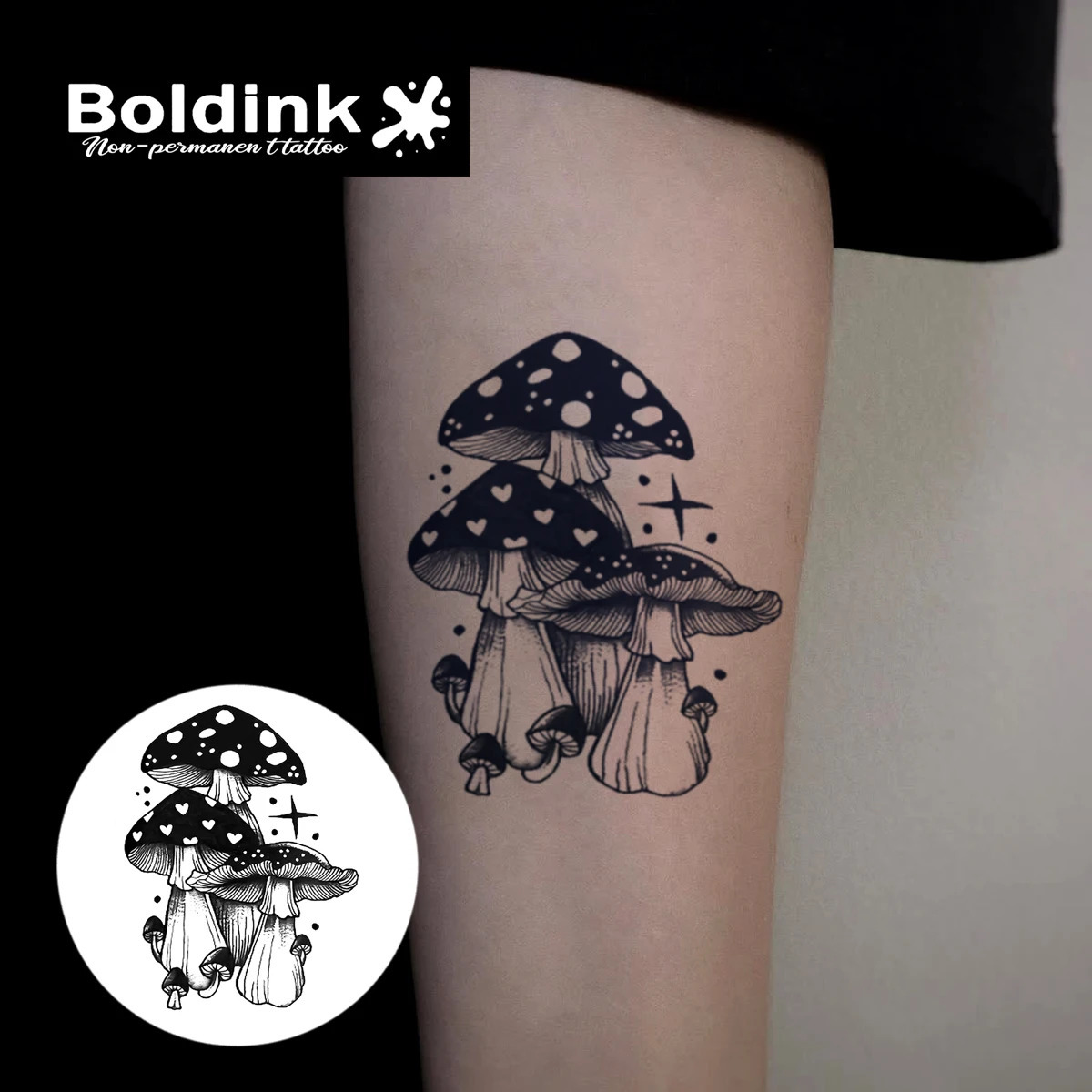 Mushroom Temporary TattooLasts To 15 Days Technology Magic Waterproof Semi Permanent Sticker 250809