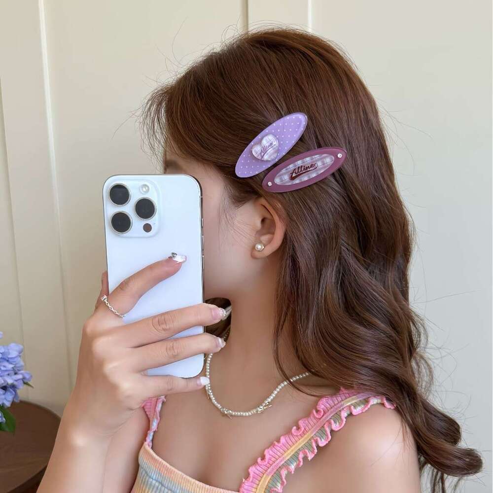 Alline New Korean Style Polka Dot Heart Duckbill Letter Plaid Side Clip Hairpin Dopamine Cute Hair Accessories