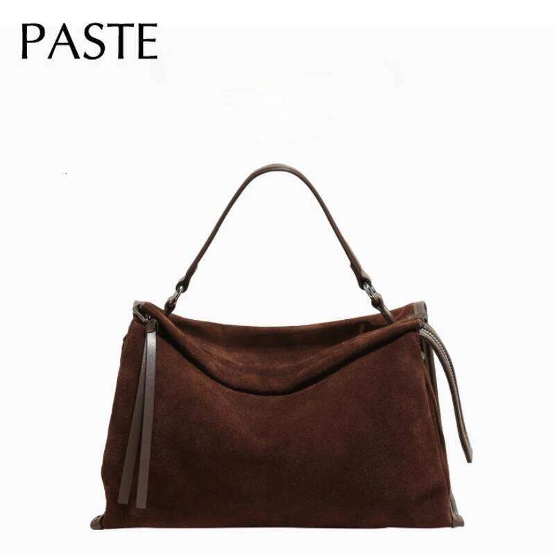 2025 Large Zipper Opening Design Pillow Tote 2 Sizes Coffee Real Nubuck Leather Women's Handbag High-end Winter Shoulder Bag