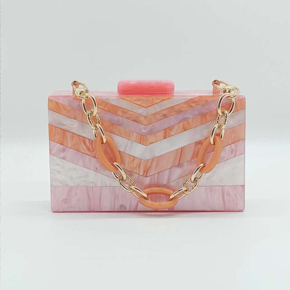 2022 Summer Evening Patchwork Trendy Acrylic Single Shoulder Chain Bag for Women