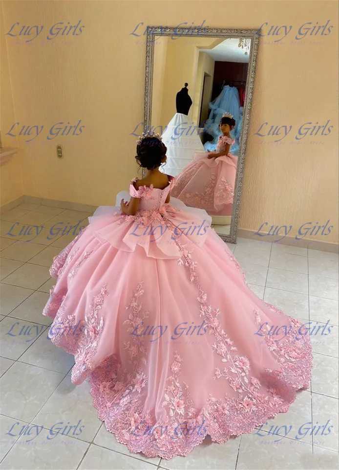 Luxurious Double Color Flower Girl Dress Wedding Dresses Princess Ball Appliques Kids Birthday Gift First Communion Gowns W250811