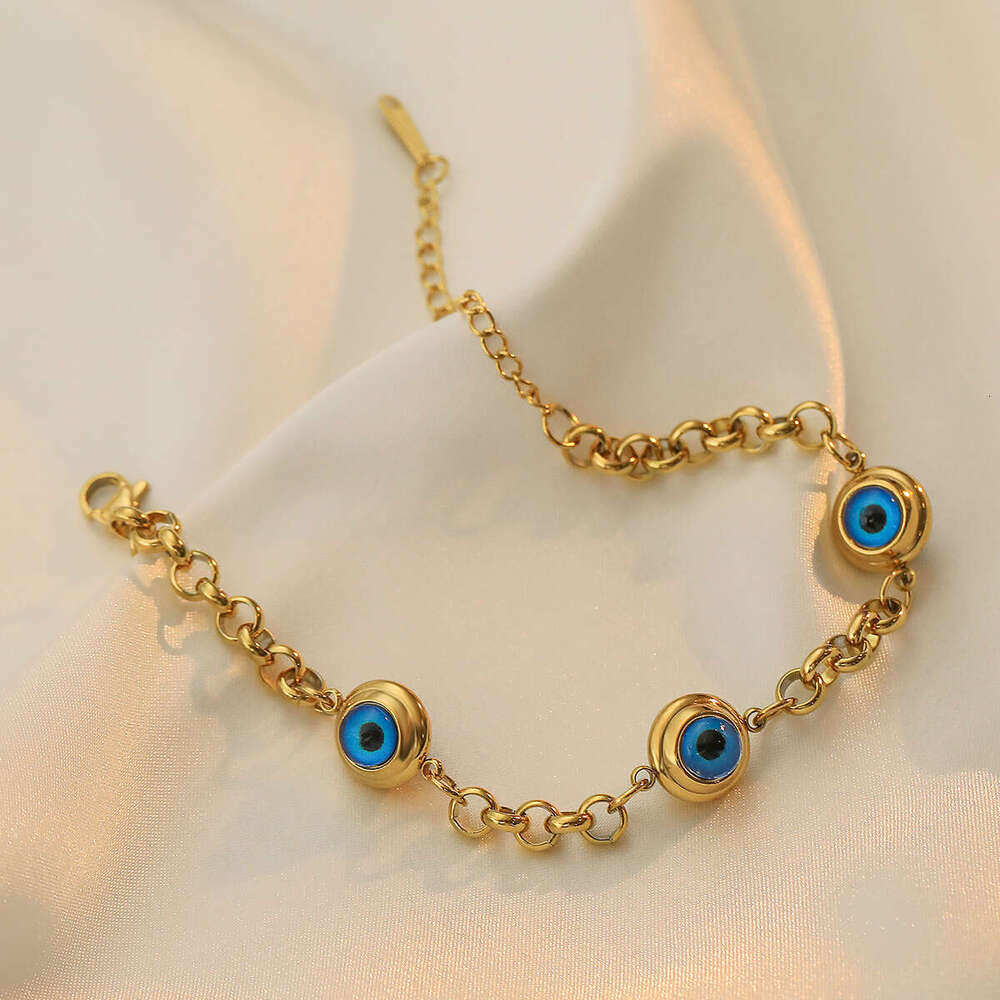 Fashion Simple Real Gold Plated Geometric Devil's Eye Titanium Steel Bracelet INS Jewelry Designer Jewelry New