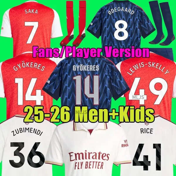 25 26 CALAFIORI soccer jerseys RICE SAKA Fans Player ZUBIMENDI MARTINELLI RUSSO football shirt Kids ODEGAARD SAMBI VIEIRA SALIBA HAVERTZ arsenalfootball kits 25 26
