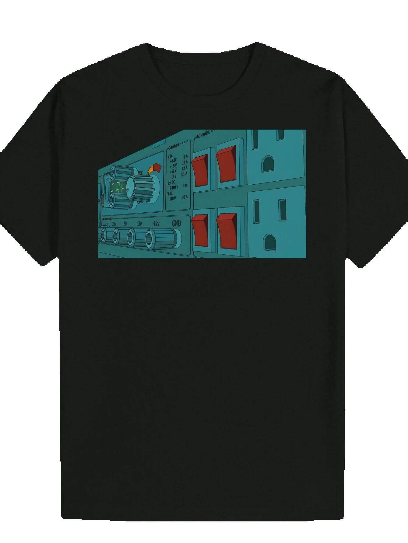 Men's Summer Casual Graphic - Short Sleeve Crew Neck Polyester T-Shirt with Unique Circuit Board Print, Black, Machine Washable c38cb