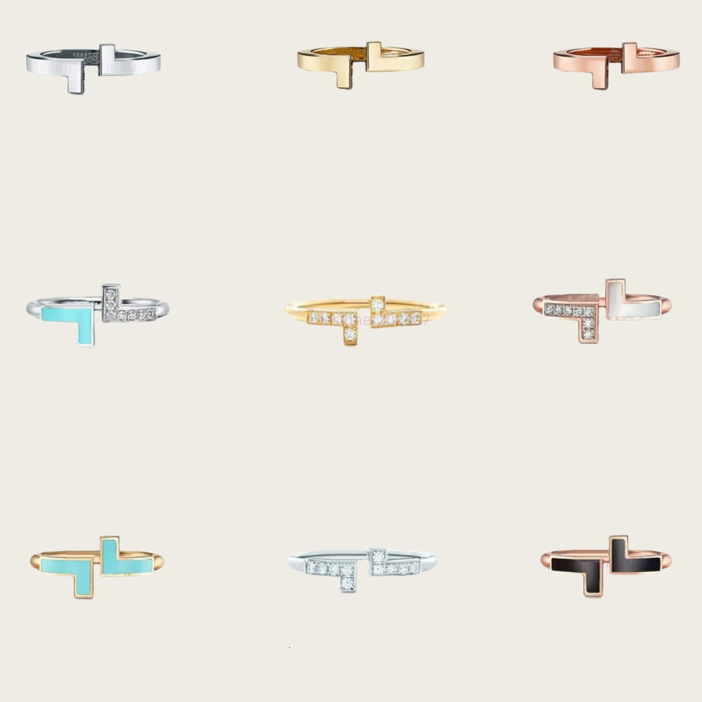 Band Rings Ring Designer Ring Luxury For Rings Diamond Double T Cluster Rings Women Letter Designer Jewelry Valentines Day Gift Wedding Rings High Quality Size 6-9