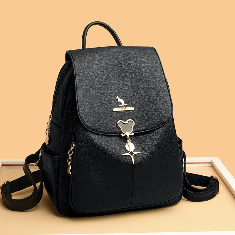 Casual Large Capacity Backpack for Women 2025 New Fashion Trend PU Leather Commuter Versatile Travel Bag ddmymoon