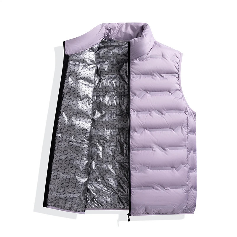 Mens Down Vest Lightweight Warm 80% White Duck Down Warm Vest Mens Stand Collar Male Tops Autumn Winter Coat 250805