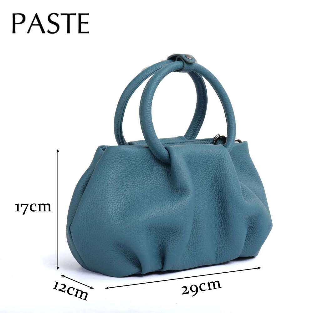 2024 New Design Blue Circle Top-handle Handbag 100% Genuine Leather Women Shoulder Bag 29cm High Quality Classic Tote Pink #6699