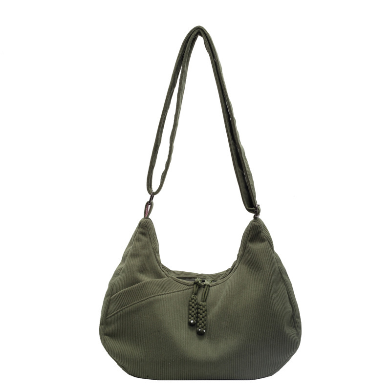 Dumpling Women Crossbody Large Capacity Commuter New Corduroy Japanese Style Casual Versatile Shoulder Bag