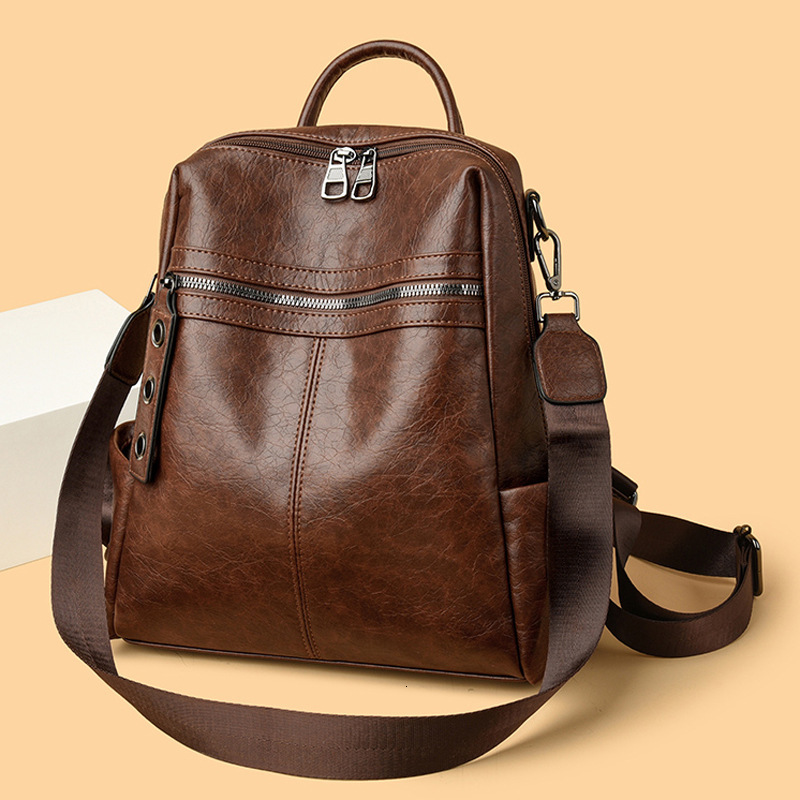 Soft Leather Women's New Trendy Large Capacity Student Commuting Travel Multifunctional Backpack ddmymoon