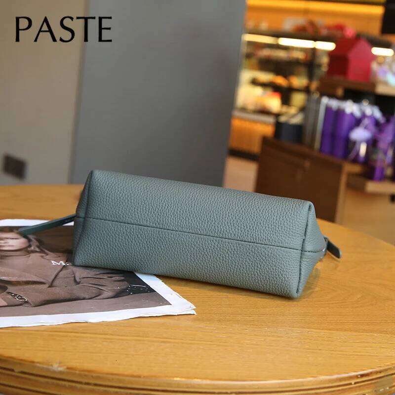 Female Genuine Leather Shoulder Bags Beige Black Color Full Cow Crossbody Functional Mobile Phone Bag Purse Small