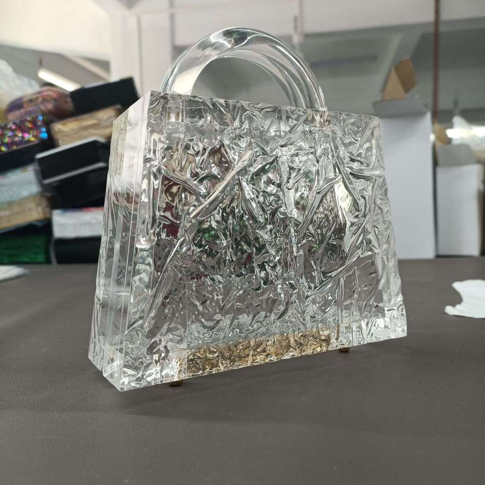 New Evening Ice Crack Transparent Acrylic Women's Handbag Shoulder Crossbody Bag