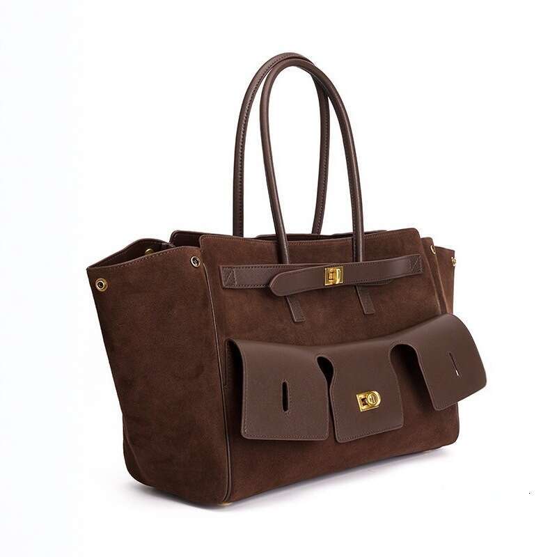 Paris Home Exquisite Unisex Multi-Pocket Handbag Genuine Leather All Motorcycle Tote Bag Large Capacity Underarm