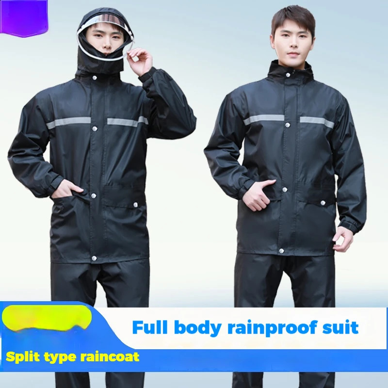 Raincoat and Rainpants Suit Full Body Rainstorm Prevention Electric Bicycle Motorcycle Takeaway Riding Reflective Split Raincoat 250809CJ
