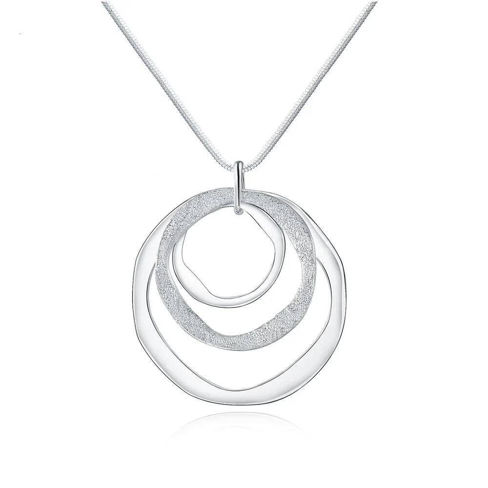 40-75cm Fine Brand Sterling Sier Necklace For Women Wedding Jewelry Bohemia Circle Pendants Chain Neckalce