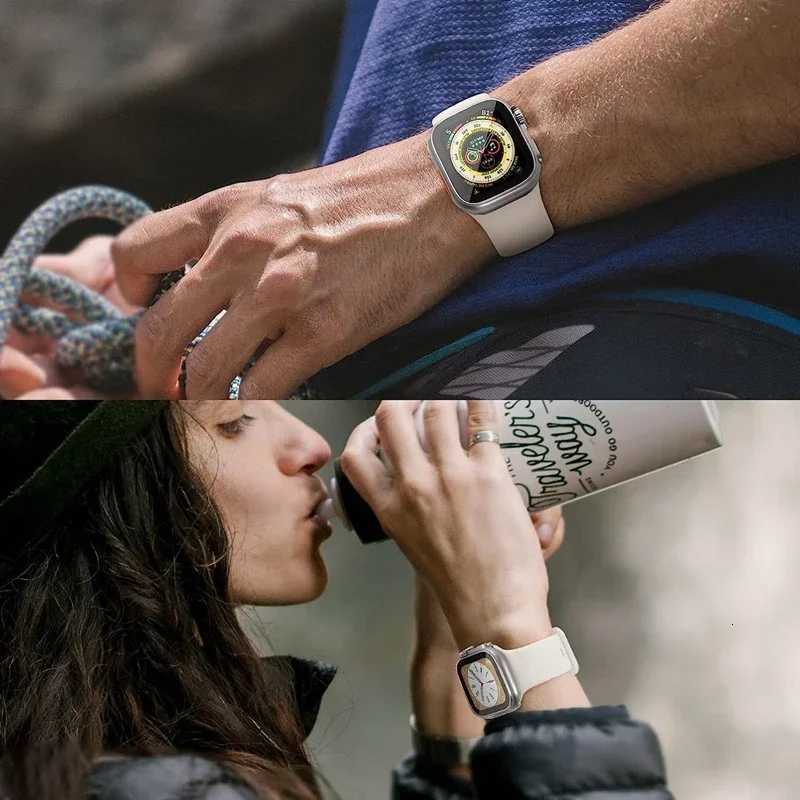 Screen Protector Cover for Apple Watch 46MM 42mm 44mm 45mm 40mm 41mm Hard PC Bumper Case for iWatch 10 9 8 7 6 5 Change To Ultra W250811