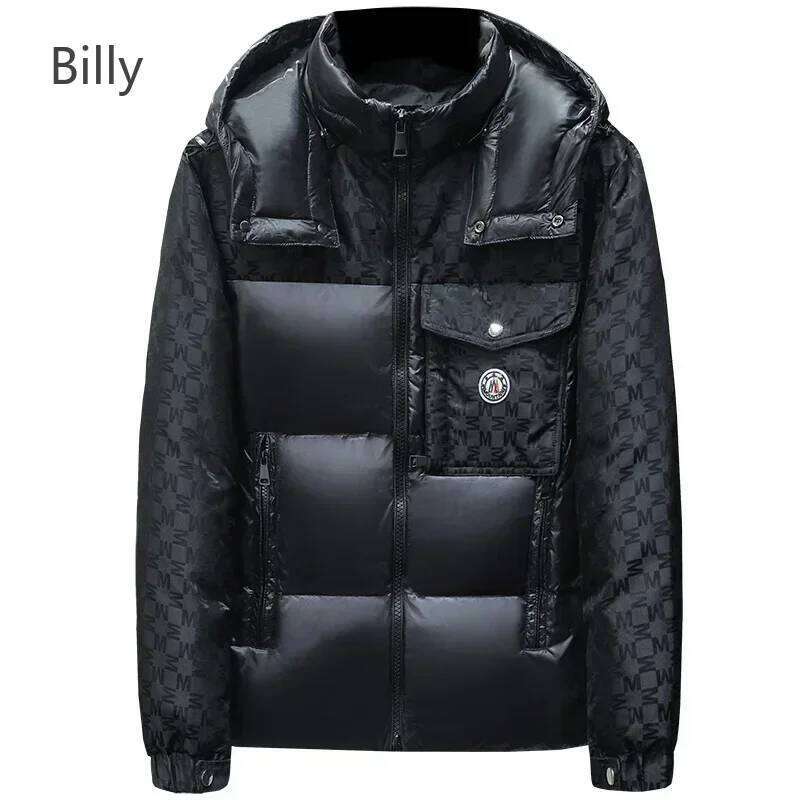 -30° Men's White Duck Down Thickened Jacket Warm Personality Dark Pattern ing Workwear Coat Clothing