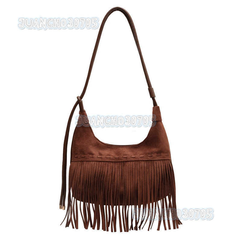2025 New Tassel Womens Bag Leather Velvet Tassel Womens Shoulder Bag Fashionable Texture Single Shoulder Crossbody Simple Bag H250809