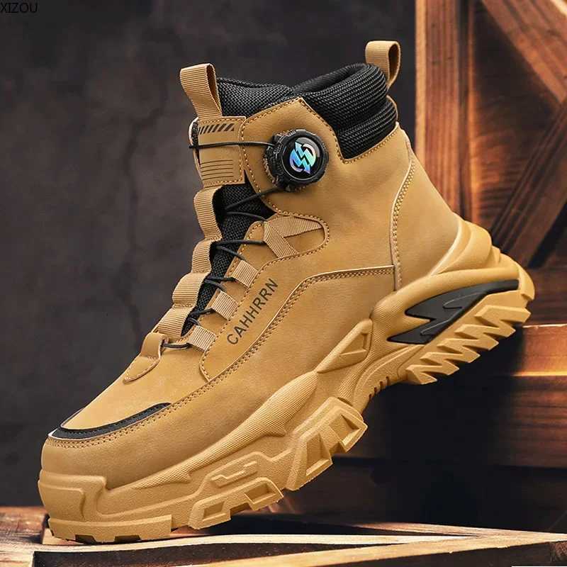 Booties for Men Motorcycle Boots Easy To Clean Trendy All-match Lightweight Warm Plush XIZOU Winter Shoes Popular New Model W250811