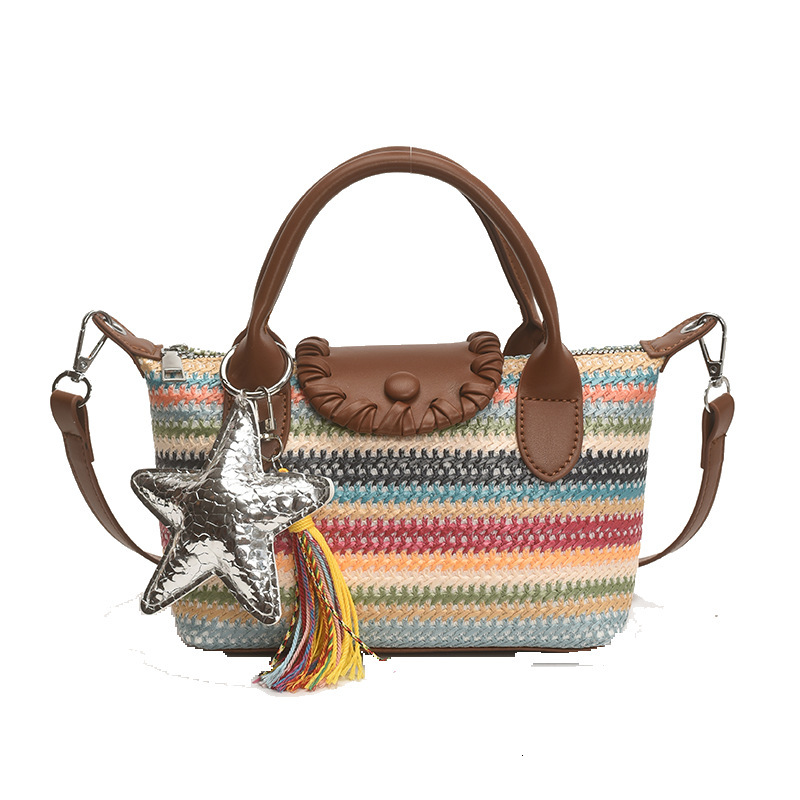 Beach Lazy Style Woven Small for Women New Summer Shoulder Crossbody Basket Bucket Straw Bag ddmymoon