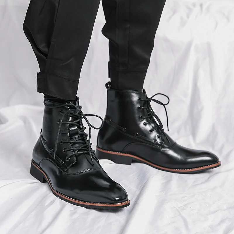 Italian Style Chelsea Boots Mens Mid Calf Dress Shoes Business Formal Ankle Boots Male Winter Spring Split Leather Casual Shoes W250811
