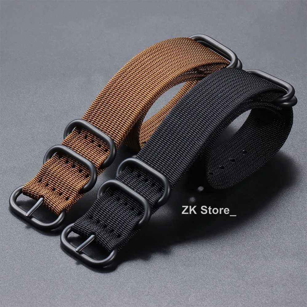 Quality Ribbed Watch Band Black Ring Buckle Nylon Striped Strap for Omega Military Weave Sport Bracelet Belt 18mm 20mm 22mm 24mm W250811