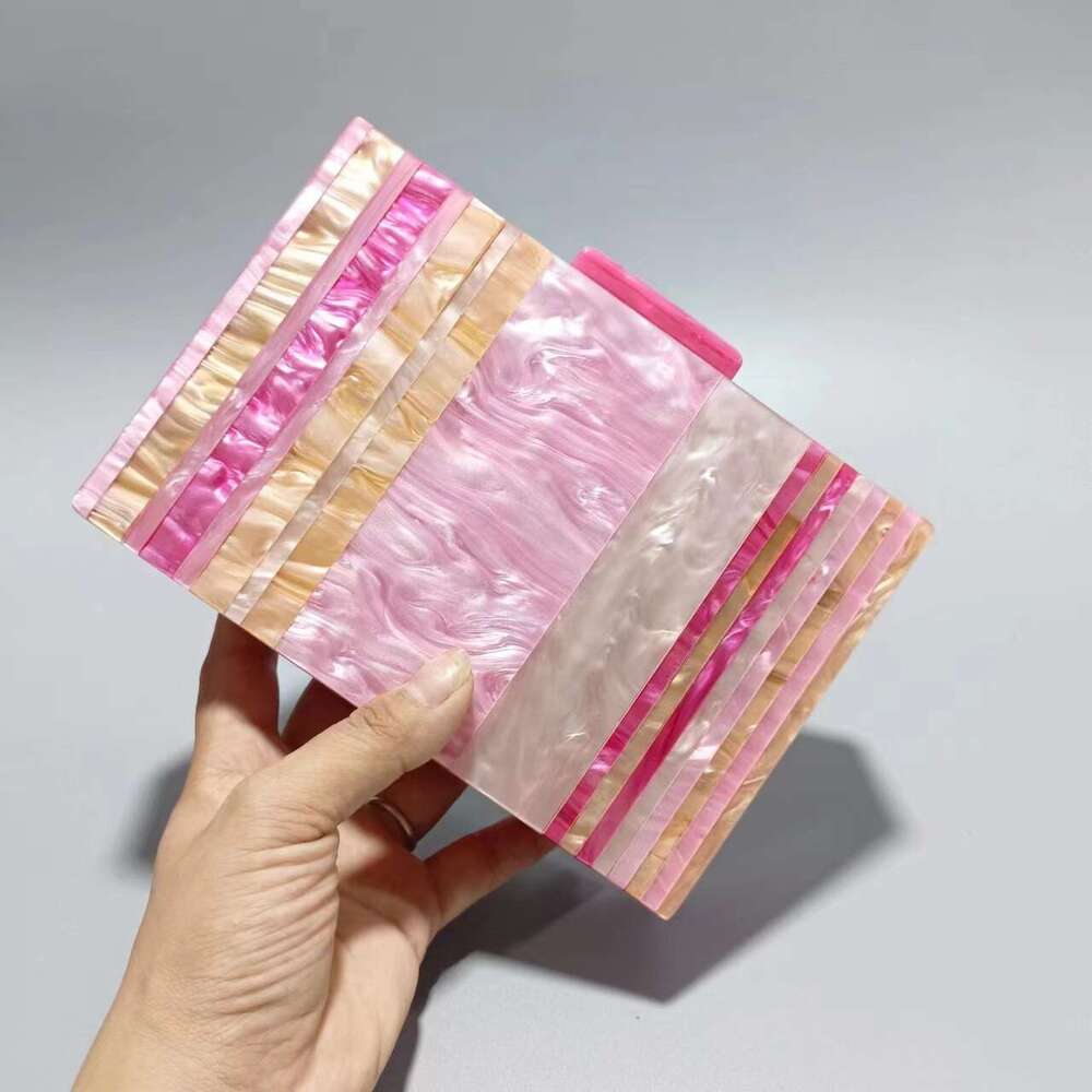 Women's New Color-Block Acrylic Handbag Wedding Evening Chain Crossbody Bag