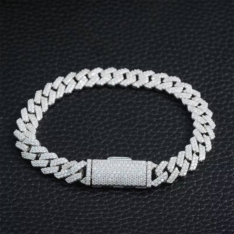 High Quality 8mm Solid 925 Sterling Silver Men Hip Hop Jewelry Iced Out Baguette VVS Moissanite Cuban Link Chain Necklaces