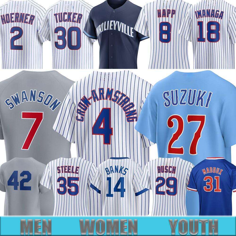 Baseball Jerseys Dansby Swanson Cubs Seiya Suzuki Ian Happ Shota Imanaga Justin Turner Jersey Nico Hoerner Pete Crow Armstrong Kyle Tucker Jon Berti Men women youth
