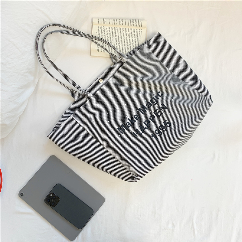 Summer Double-Sided Large Capacity Canvas 2025 New Korean Version Commuter Shoulder Tote Niche Shopping Bag ddmymoon
