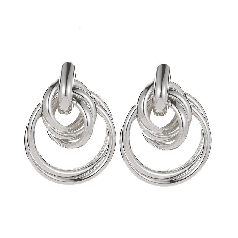 New Fashion Exaggerated Circle Style Earrings Metal Ear Jewelry
