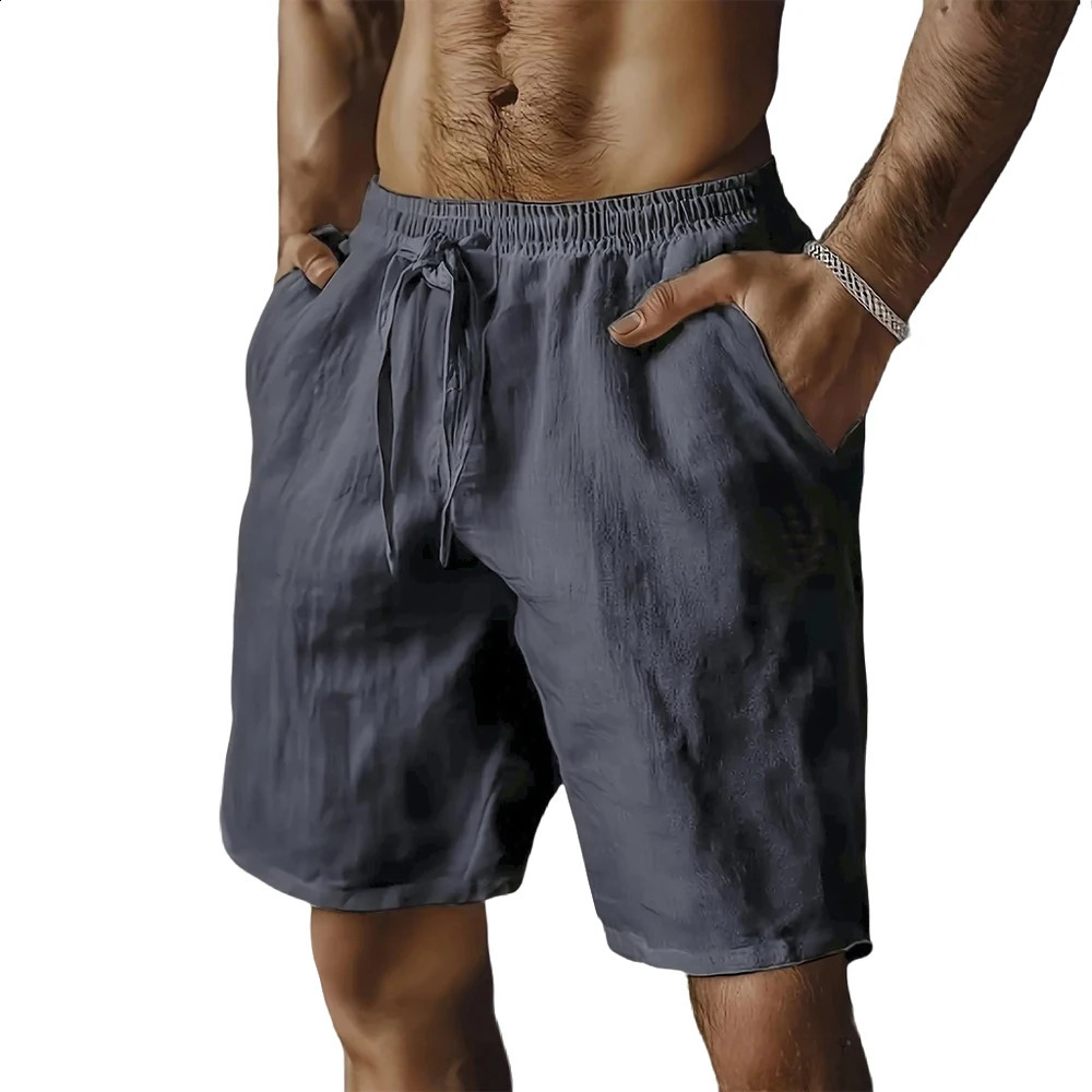 Summer Mens Breathable Shorts Hawaii Beach Short Pants Male Solid Color Trousers Loose Lightweight Streetwear 250729