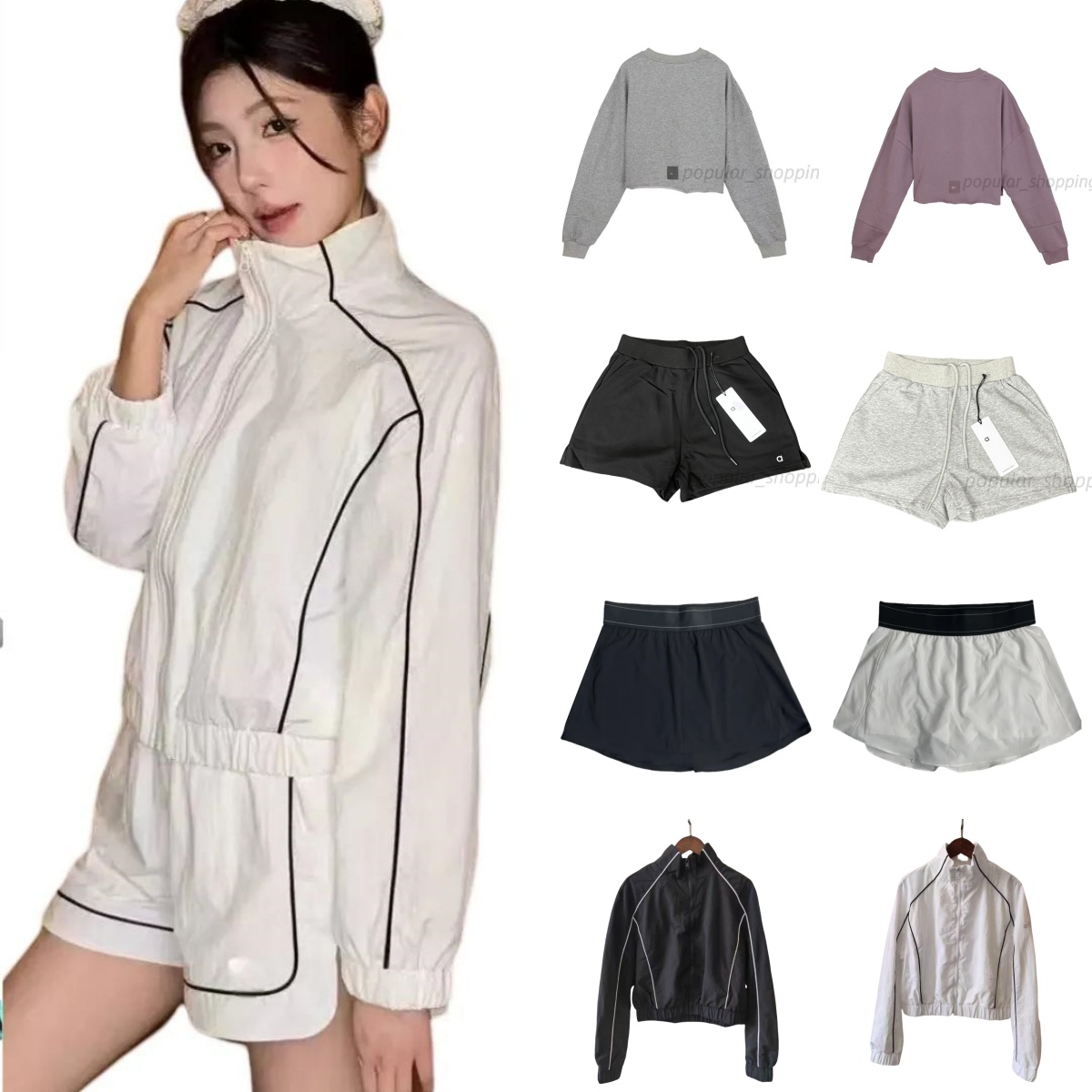 Women Yoga clothes Zipper Jackets Slim Short skirt Tank Top Push-Up Fitness Suit Quick Dry Sportswear Workout Running Exercise Clothing Aloness women clothes sets