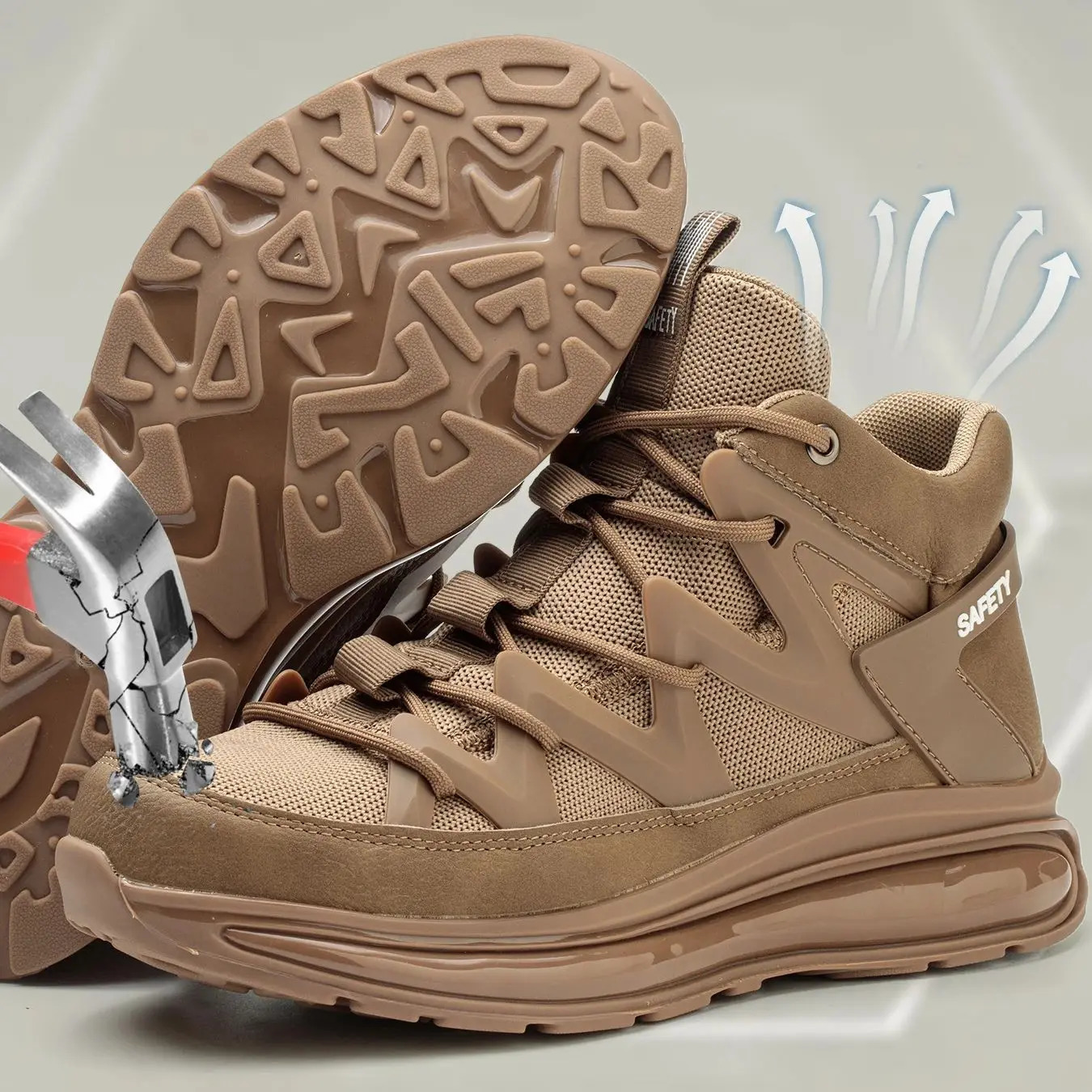 Mens Steel-Toe Safety Shoes Anti-Crush Puncture-Resistant Breathable Soft Upper Fashionable Outdoor Work Boots for Workshop 250805