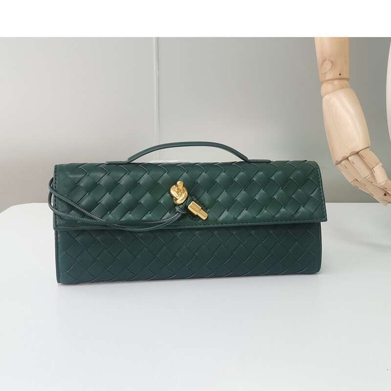 Trendy Spring Summer New Woven Soft Leather Evening Vintage Baguette Accordion Horizontal Handbag Crossbody Bag