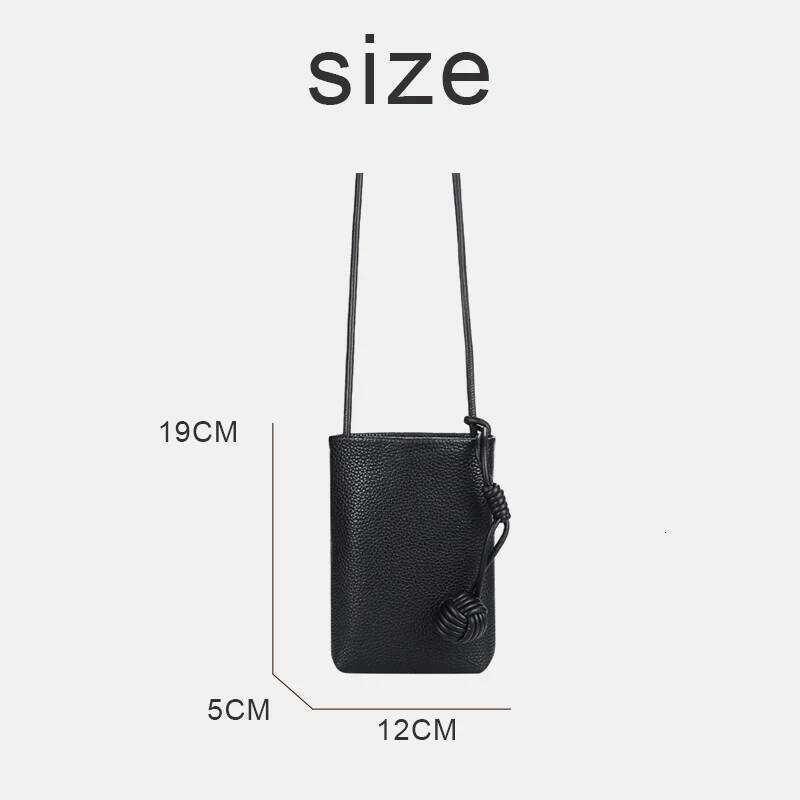 Genuine Leather Sling Mobile Phone Bags For Women Designer Handbags And Purses 2024 New In Braided Ball Pendant Crossbody