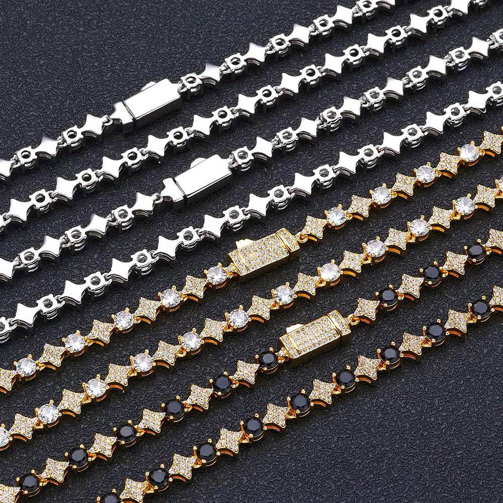 Hip-hop Men's Ice Cube Tennis Necklace 6mm Cross Star Diamond Design 925 Silver Party Fashion Jewelry