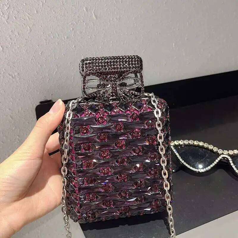 Perfume Bottle Crystal Evening Bags Women Gorgeous Handmade Metal Rhinestone Purses And Handbags Wedding Party