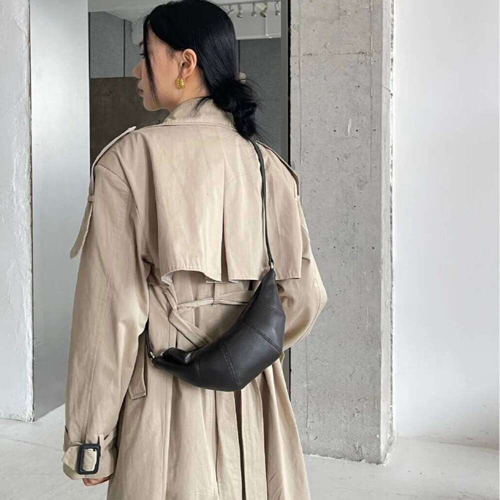 New Fashion Designer Croissant Flap Coffee Black Real Sheepskin Leather Women Crossbody High-end Female Shoulder Bag