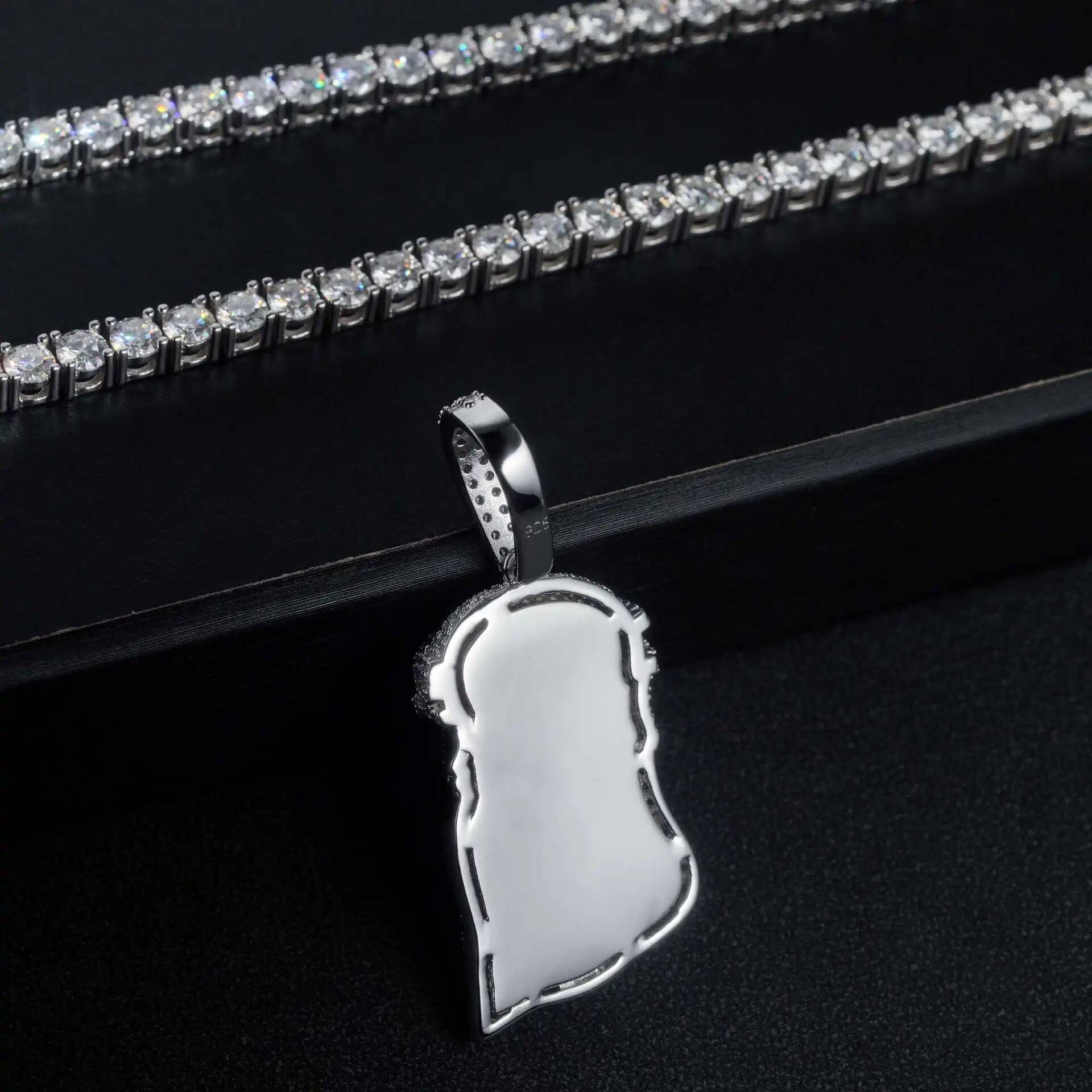 Hip Hop Jesus 925 Sterling Silver Full Moissanite Pendant For Men Mens Pendant Gold Plated Jewelry Can Pass 4mm Tennis Chain