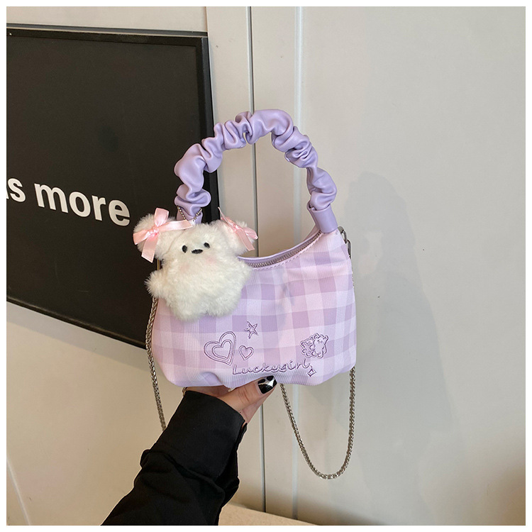 Niche High-End Handheld Dumpling 2025 Summer New Dopamine Versatile Color-Block Plaid Single Shoulder Crossbody Bag ddmymoon
