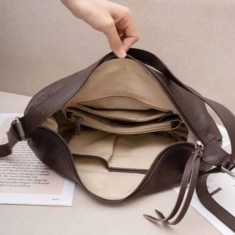 New Casual Style 100% Natural Cow Leather Women Hobo Tote Grey Color Cowskin Female Shoulder Bag Durable Soft Handabg